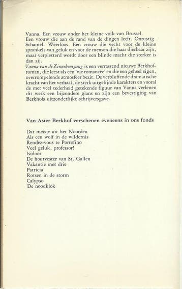 Vanna van de Zinnekensgang, of Het kleine volk van Brussel, Verzenden, Gelezen, Berkhof