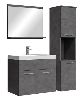 Badkamermeubel Set Montreal 60 x 35 cm Grijs Badmeubel, Verzenden, Nieuw, Wastafelkast