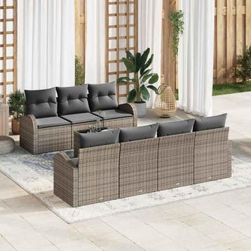 vidaXL Tuin Sofa Set Grijs 55 x 55 x 37 cm poly rattan, Verzenden, Nieuw, Rotan, 8 zitplaatsen