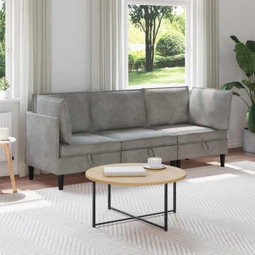 vidaXL Woonkamer Meubelset met kussen 3 pcs Lichtgrijs, Huis en Inrichting, Verzenden, Nieuw