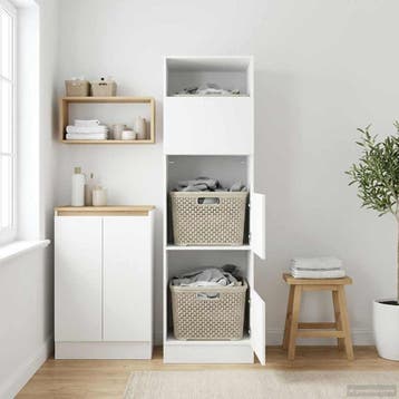 vidaXL Wasmeubel met opslag Wit 50 x 68 x 162 cm Bewerkt, Verzenden, Nieuw