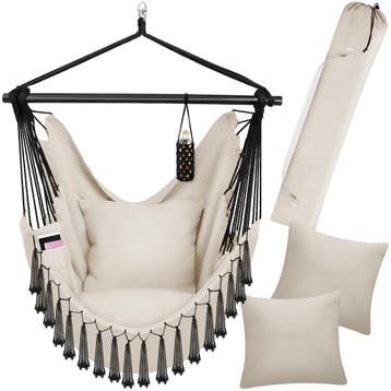 Hangstoel Malika, boho-stijl, draagkracht 150kg - beige, Verzenden, Nieuw