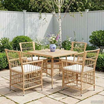 vidaXL Tuinstoelen 4 st Naturel PE rattan, Staal en, Tuin en Terras, Tuinstoelen, Verzenden, Nieuw, Rotan