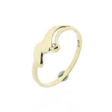 9 karaat fantasie ring met zirconia, Sieraden, Tassen en Uiterlijk, Ringen, Gebruikt, 20 of groter, Geel, Ophalen of Verzenden