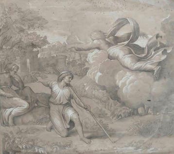 Raffaello Sanzio (1483-1520), Navolger van - Dio appare ad