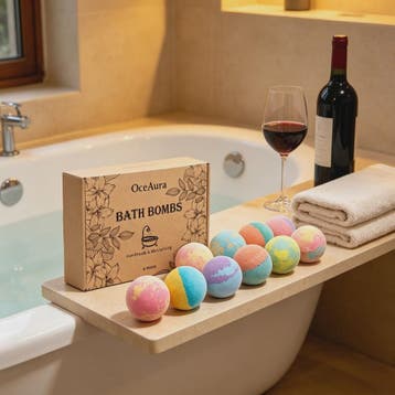 OceAura Luxe Badzout Set - 6x Ontspannende Bath Bombs met Li, Verzenden, Nieuw