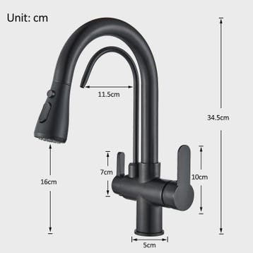 Mat Zwarte Keukenmengkraan met Uittrekbare Sproeikop & Water, Verzenden, Nieuw