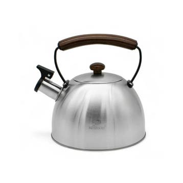 RVS Fluitketel 2,5 Liter Zilver – Houten Handgreep –, Ophalen of Verzenden, Nieuw