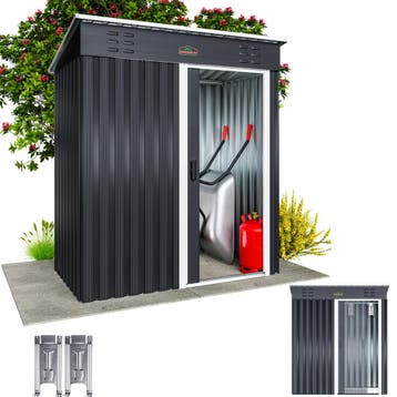Tuinhuis Antraciet/Wit Staal 164x84x182cm Schuifdeur, Verzenden, Nieuw