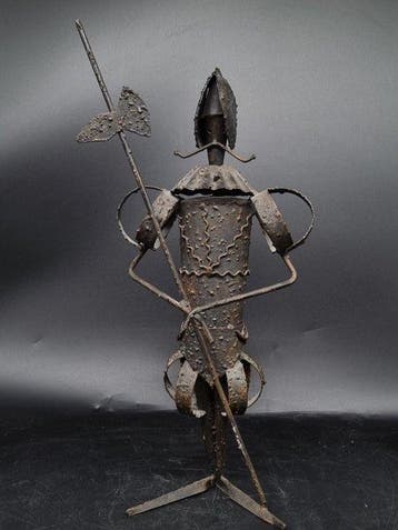 Ritter-Figur – Metallskulptur Don Quijote / Hellebardier –
