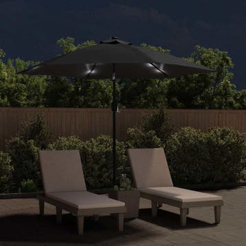 vidaXL Parasol met LED-verlichting en stalen paal 300 cm, Verzenden, Nieuw, 2 tot 3 meter