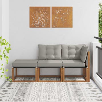 vidaXL 3 st Modulaire buitensofa eenheden Natuurlijk en, Verzenden, Nieuw, 3 zitplaatsen
