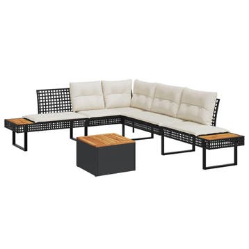 vidaXL 2-delige Loungeset met kussens poly rattan en, Verzenden, Nieuw, 2 zitplaatsen, Loungeset