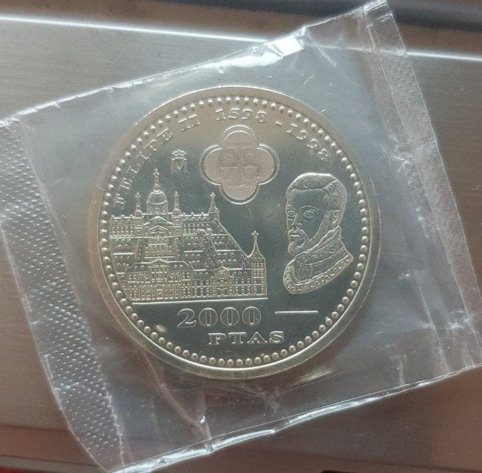 Spanje. Juan Carlos I. 2000 Pesetas 1998. Felipe II y, Postzegels en Munten, Munten | Europa | Niet-Euromunten
