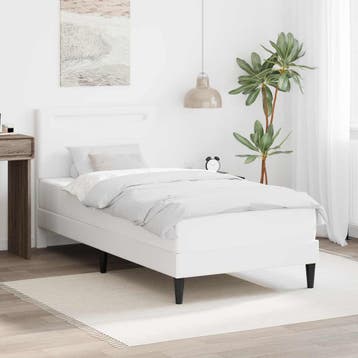 vidaXL Bedframe met LED-stripverlichting Wit 90 x 190 cm, Huis en Inrichting, Overige materialen, Eenpersoons, Verzenden, Wit