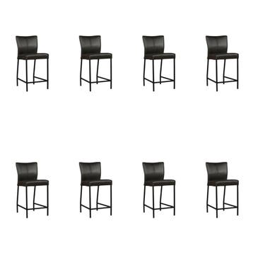 Set van 8 Leren barkrukken Revolt laag - Granada Graphite, Huis en Inrichting, Ophalen of Verzenden, Nieuw, Leer