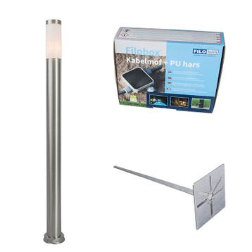 Buitenlamp paal staal 110 cm IP44 - Rox met grondpin en, Verzenden, Nieuw