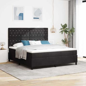 vidaXL Boxspringbed met matras Zwart 180 x 200 cm Fluweel, Verzenden, Zwart, Stof, Nieuw
