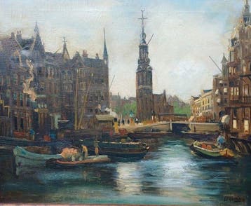 Christoffel Hendrik Dijkman (1879-1954) - Amsterdam met, Antiek en Kunst