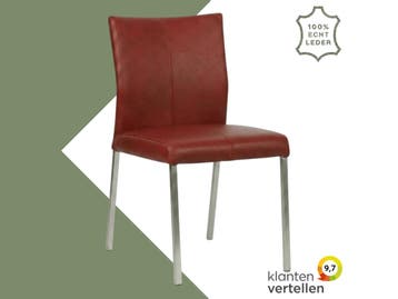 Leren eetkamerstoel Basic - Granada Rouge (rood) - Poten, Nieuw, Leer, Ophalen of Verzenden, Rood