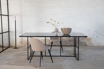 Eettafel - Gabriella - 200x90 cm - Zwart - Glas - Jörn, Verzenden, Nieuw