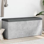 vidaXL Opbergbankje 102x42x45 cm bewerkt hout betongrijs, Huis en Inrichting, Banken | Voetenbanken en Poefen, Verzenden, Nieuw