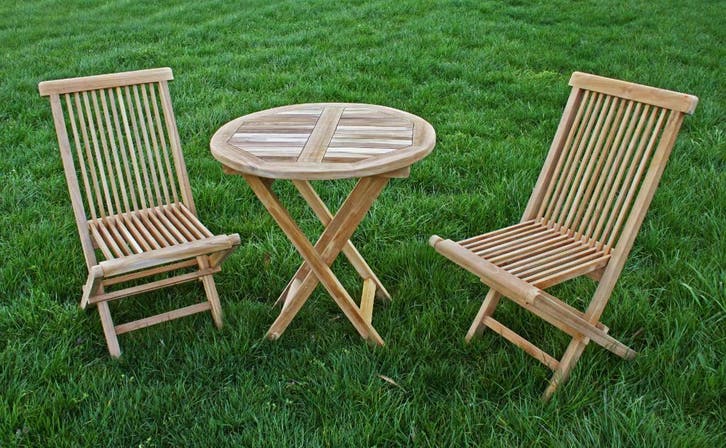 Teak Klaptafel - Rond - Ø70 / Ø80 - AB Grade Teakhout AKTIE, Tuin en Terras, Tuinsets en Loungesets, Tuinset, Bijzettafel, Eettafel