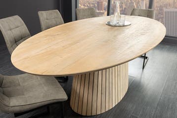 Ovale eettafel ART DECO 220 cm wit witgekalkt massief, Huis en Inrichting, Tafels | Eettafels, Ophalen of Verzenden, Nieuw