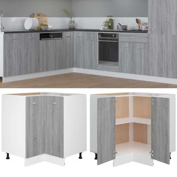 vidaXL Keukenkastje Lyon 75,5x75,5x81,5 cm bewerkt hout, Huis en Inrichting, Keuken | Keukenelementen, Verzenden, Nieuw, Grijs