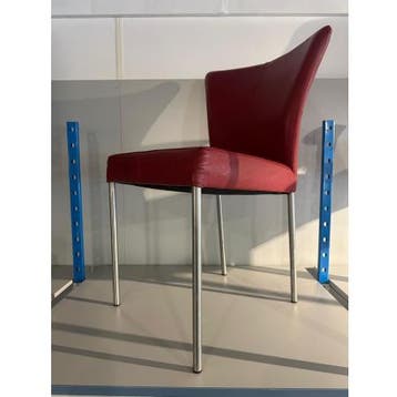 (MDK-107370) Vlinderstoel in rood leder, Huis en Inrichting, Ophalen of Verzenden, Gebruikt, Rood