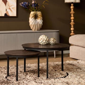 Salontafel Otik Brown Oak | 70 cm | Set van 2 | Starfurn, Ophalen of Verzenden, Nieuw