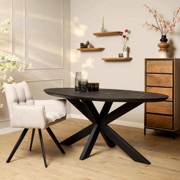 Eettafel Brandy Black | 180 cm | Ovaal | Starfurn, Ophalen of Verzenden, Nieuw