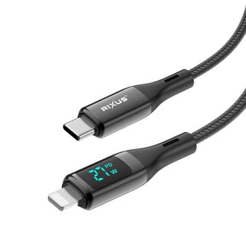 Rixus RXUC28L gevlochten USB-C naar Lightning-kabel met LED-, Verzenden, Nieuw