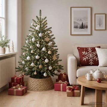 vidaXL Kerstboomkraag Rond Naturel Dia. 45 x 22 cm Zeegras, Verzenden, Nieuw