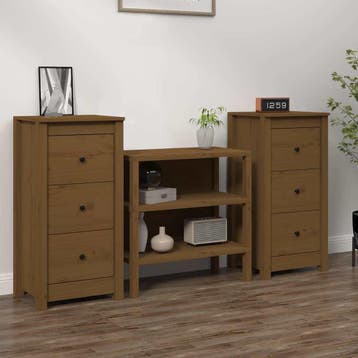 vidaXL Dressoirs 2 st 40x35x80 cm massief grenenhout, Verzenden, Nieuw, Grenenhout, Minder dan 50 cm