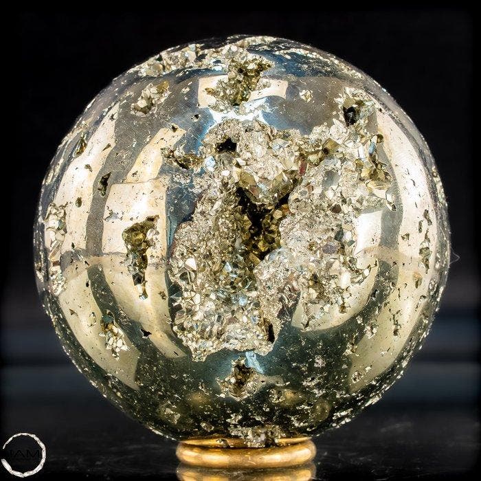Natuurlijke pyrietbal – Gouden vuur in kristallijne, Verzamelen, Mineralen en Fossielen