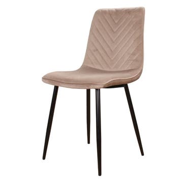 DS4U - Gaby eetkamerstoel - Set van 6 - Champagne - Velvet, Huis en Inrichting, Stoelen, Ophalen of Verzenden, Nieuw
