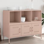 vidaXL Dressoir 100,5x39x79 cm staal roze, 100 tot 150 cm, Verzenden, Nieuw, Metaal