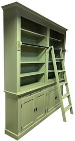 Boekenkast Engels groen met trap Beek XL 200 x 240cm, Ophalen of Verzenden, Nieuw