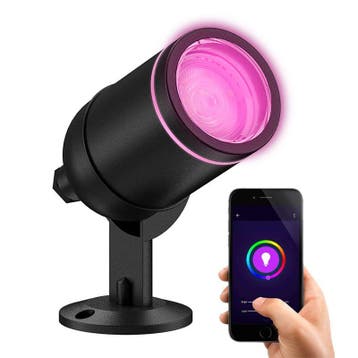 Zwarte smart buitenlamp aluminium, Halo, 4W, RGBW LED, IP54, Ophalen of Verzenden, Nieuw, Aluminium, Spots