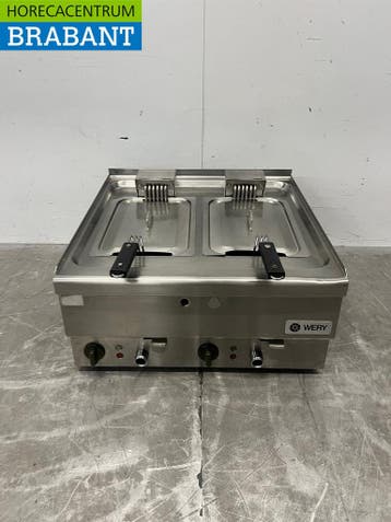RVS Wery Dubbele Friteuse 2 x 8 liter 400V Horeca, Ophalen of Verzenden, Gebruikt