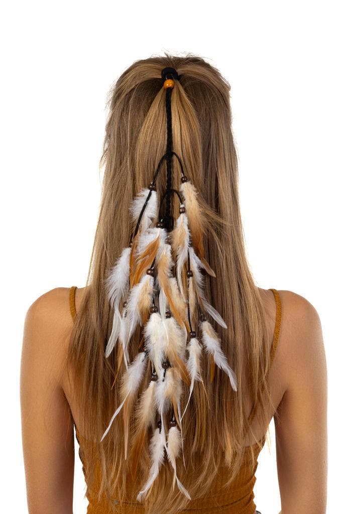 Hoofdband Veren Wit Beige Bruin Ibiza Hippie Indiaan Haarban, Kleding | Dames, Carnavalskleding en Feestkleding, Accessoires, Nieuw
