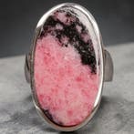 925 Zilveren Ring met Roze rhodochrosiet – Australisch -, Verzamelen, Mineralen en Fossielen