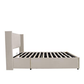Gestoffeerd bed Savona - 200 x 140 cm - Beige - Incl. Bedlad, Verzenden, Nieuw