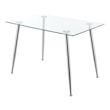 [en.casa] Glazen tafel Hyrynsalmi 75x110x70 cm chroom en tra, Huis en Inrichting, Verzenden, Nieuw