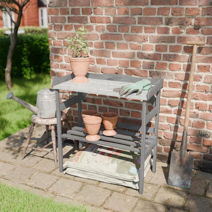 Oppottafel Verzinkt Werkblad Greywash Grenenhout 82 x 38 cm, Tuin en Terras, Kweekspullen, Nieuw, Verzenden