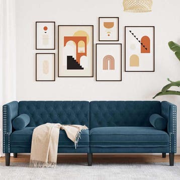 vidaXL Driezitsbank Chesterfield-stijl met bolsters fluweel, Verzenden, Minder dan 150 cm, Stof, Driepersoons