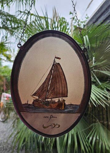 Glas-in-loodraam - Poon (zeilend vrachtschip) - 1950-1960