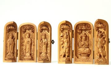 Portable Buddhist Shrines, Amitabha Triad and Thousand-Armed