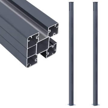 vidaXL Schuttingpalen 2 st 185 cm aluminium donkergrijs, Verzenden, Nieuw